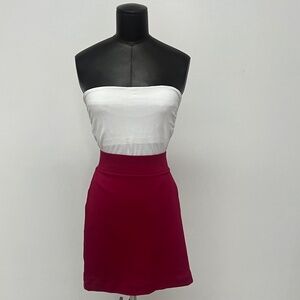 2-Piece White Tube Top & Red Mini Skirt Set | Strapless Bandeau | Summer / Club